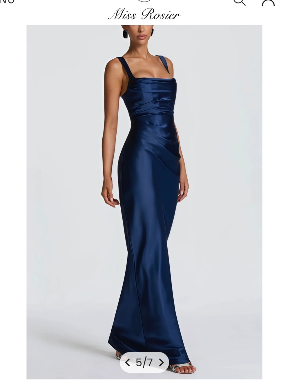 Miss Rosier Inmaculada Sapphire Ruched Satin Maxi Dress xs nwt